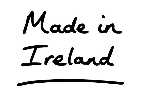 Feito Irlanda Escrito Mão Sobre Fundo Branco — Fotografia de Stock