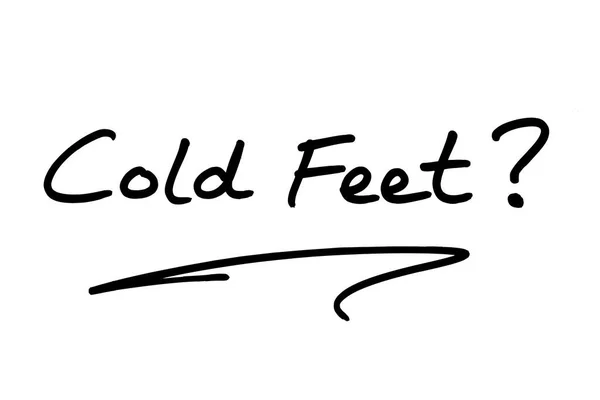 Picioare Reci Scris Mână Fundal Alb — Fotografie, imagine de stoc