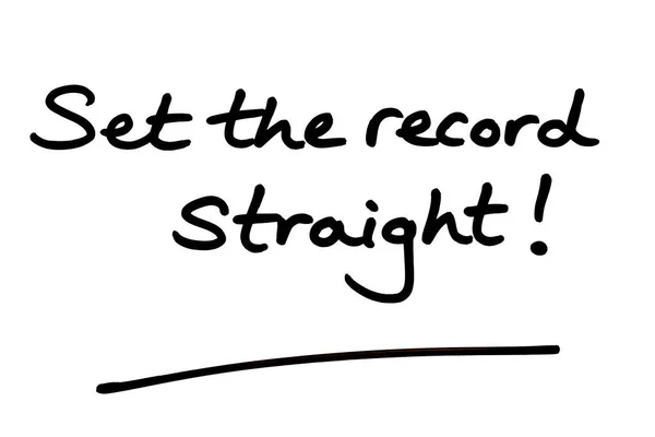 Set Record Straight Handwritten White Background — Stock Photo, Image
