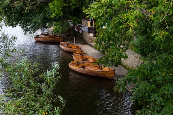 Boote Auf Dem Fluss Stour Dorf Dedham Essex Großbritannien — Stockfoto