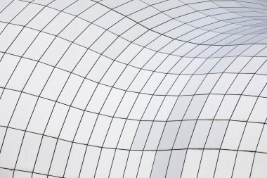 Tyne, İngiltere 'deki Newcastle - 29 Ağustos 2021: İngiltere' nin Tyne kentindeki Newcastle şehrindeki modern SAGE Gateshead konser salonunun soyut mimari detayları.