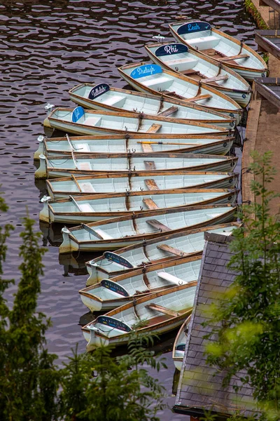 Knaresborough Reino Unido Agosto 2021 Una Fila Barcos Río Nidd — Foto de Stock