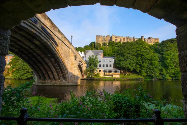 Vue Sur Magnifique Château Durham Pont Framwellgate Vue Sur Rivière — Photo