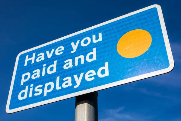 Close-up of a sign in a Pay and Display Car Park in the United Kingdom.