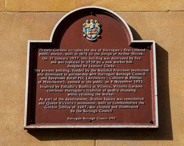 Une Plaque Marquant Emplacement Détaillant Histoire Des Jardins Victoria Dans — Photo