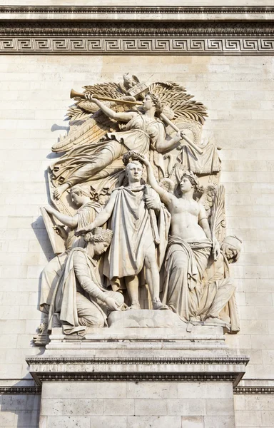 Detalhe Escultural sobre o Arco do Triunfo em Paris — Fotografia de Stock