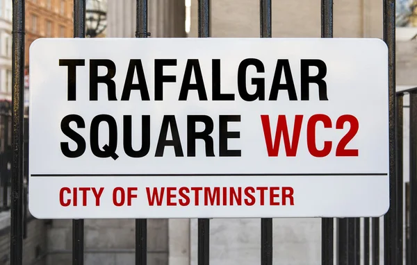 Trafalgar Square Schild in London — Stockfoto