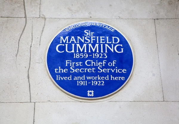 Placa Sir Mansfield Cumming (Serviço Secreto) em Londres — Fotografia de Stock