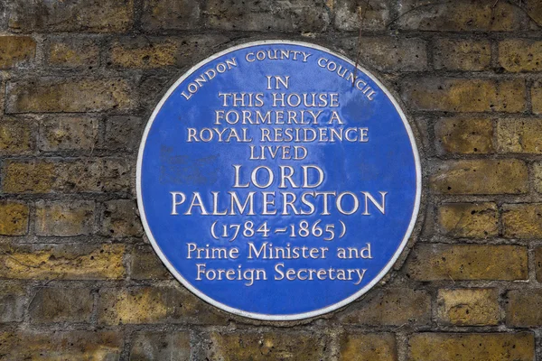 Lord Palmerstone Blue Plaque in London — Stock Photo, Image