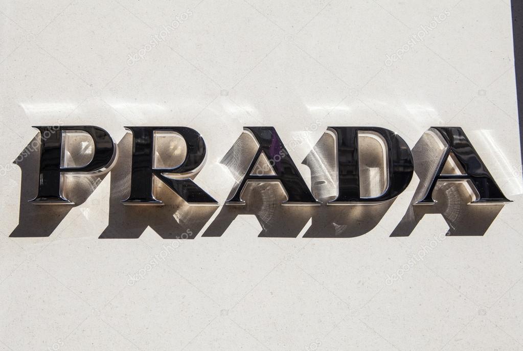 LONDON, UK - APRIL 7TH 2015: A sign for the Prada fashion store on Old Bond Street in centra London, on 7th April 2015.