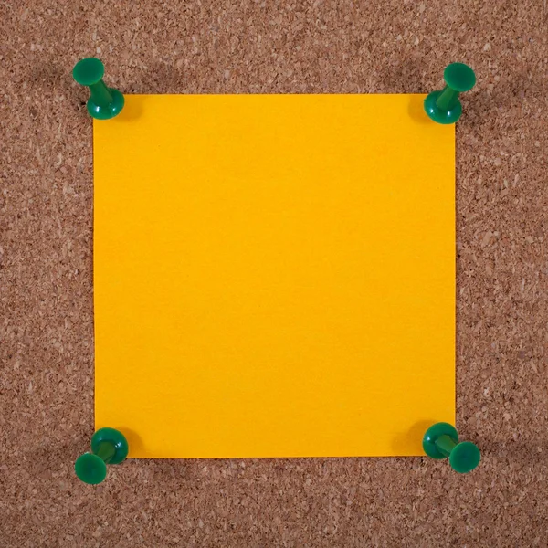 Blank Orange Note Paper Pinned to a Noticeboard — Stock Photo, Image
