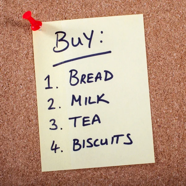 Shopping List on a Board — Stock Photo, Image