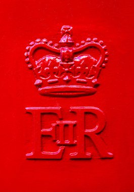 The Queen Elizabeth Royal Crest on a Red UK Post Box