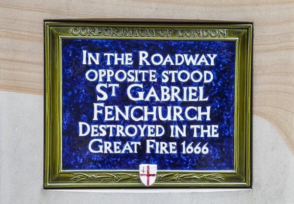 Blue Plaque Marking Site of St Gabriel Fenchurch — Stok fotoğraf