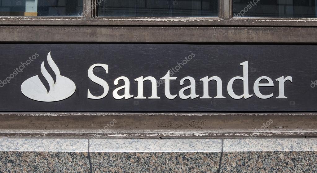 UNITED KINGDOM - JUNE 18TH 2015: A sign for a Santander Bank outlet in the UK on 18th June 2015.