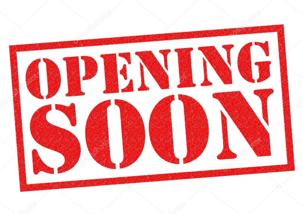 OPENING SOON red Rubber Stamp over a white background.