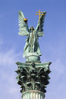 Archangel Gabriel Statue on the Heroes Square Column in Budapest clipart