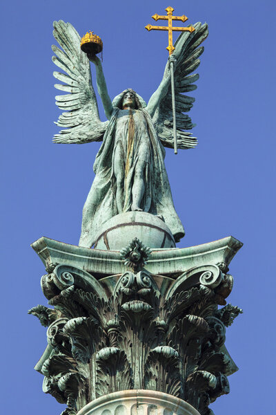 Archangel Gabriel Statue on Heroes Square Column in Budapest