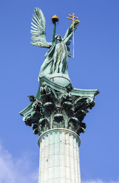 Archangel Gabriel on top of the Heroes Square Column in Budapest