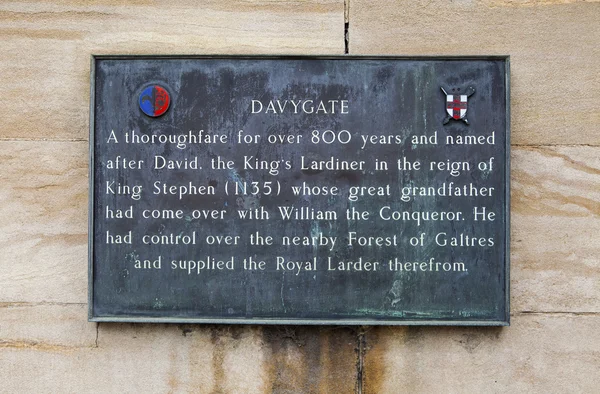 Davygate Plaque in York — Stock Photo, Image