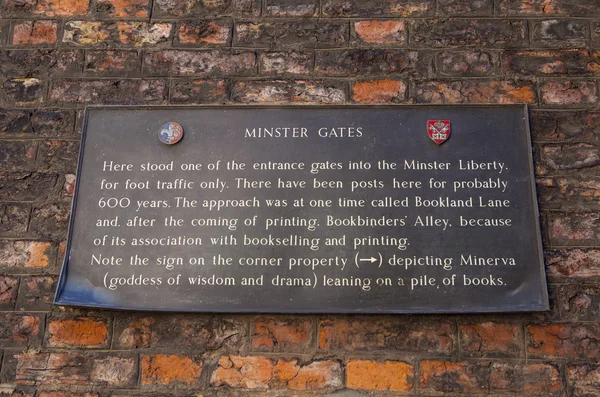 Minster Gates Plaque in York — Stock Photo, Image