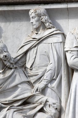 Londra, İngiltere - 29 Eylül 2025: Ünlü Fransız barok ressamı Claude Lorrain 'in heykeli - Parnassus Frieze' nin 169 heykelinden biri - Londra, İngiltere 'deki Albert Anıtı' nın bir parçası.