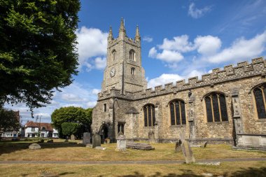 Aziz Meryem Kilisesi 'nin güzel manzarası. İngiltere' nin Essex kentindeki Southlewell-on-Sea bölgesindeki St. Mary Kilisesi olarak da bilinir..
