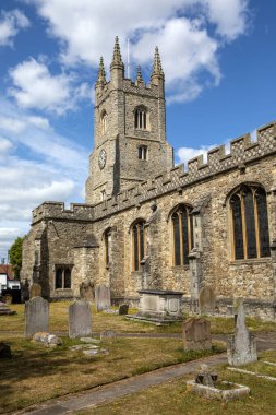 Aziz Meryem Kilisesi 'nin güzel manzarası. İngiltere' nin Essex kentindeki Southlewell-on-Sea bölgesindeki St. Mary Kilisesi olarak da bilinir..
