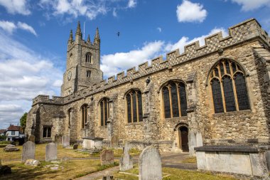 Aziz Meryem Kilisesi 'nin güzel manzarası. İngiltere' nin Essex kentindeki Southlewell-on-Sea bölgesindeki St. Mary Kilisesi olarak da bilinir..