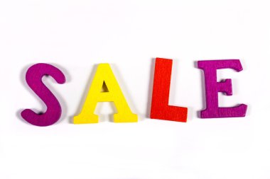 Parlak renkli harflerle spelt Satılık