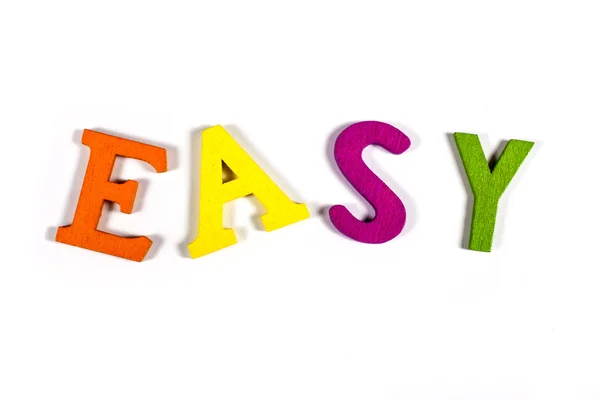 EASY spelt out with coloured letters — Stock Photo, Image