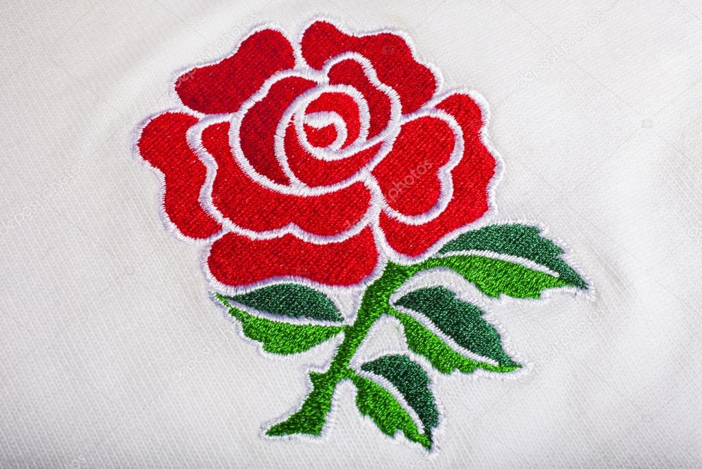 LONDON, UK - OCTOBER 19TH 2015: The red rose embroidered on an England Rugby Shirt, on 19th October 2015.