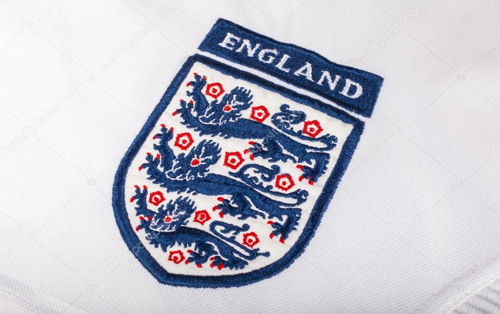 LONDON, UK - OCTOBER 19TH 2015: The Three Lions on an England football shirt, on 19th October 2015.