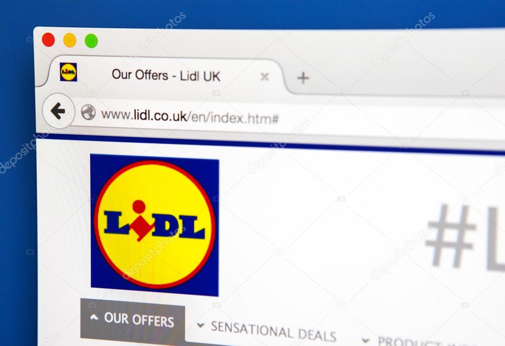 LONDON, UK - JUNE 19TH 2015: The homepage of the Lidl company website, on 19th June 2015.