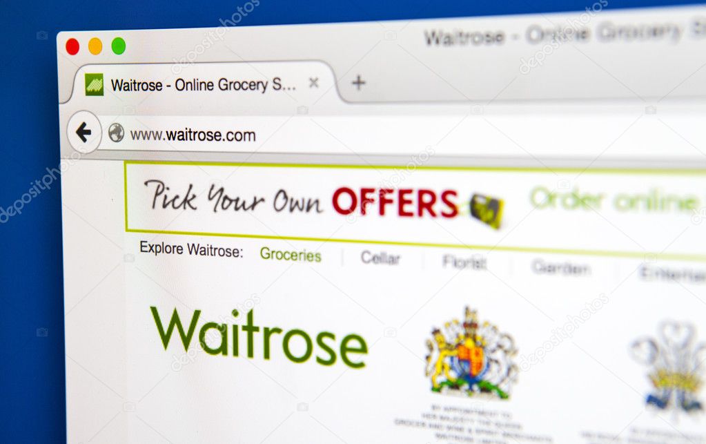 LONDON, UK - JUNE 19TH 2015: The homepage of the Waitrose website, on 19th June 2015.