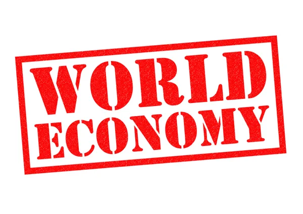 Wereld economie Rubberstempel — Stockfoto