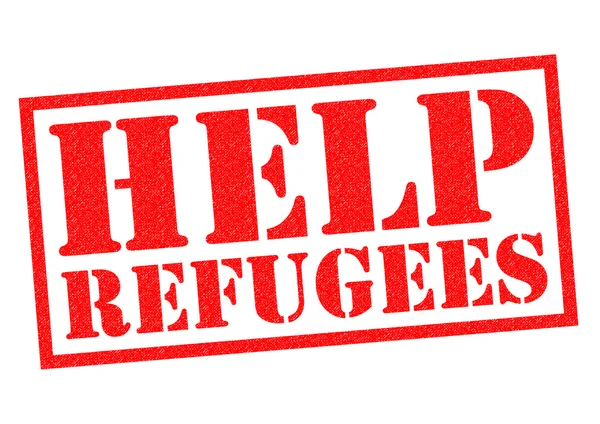 HELP REFUGEES Timbre en caoutchouc — Photo