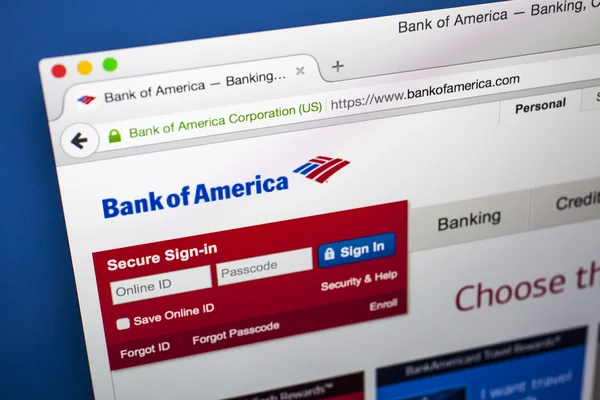 Sitio web de Bank of America — Foto de Stock