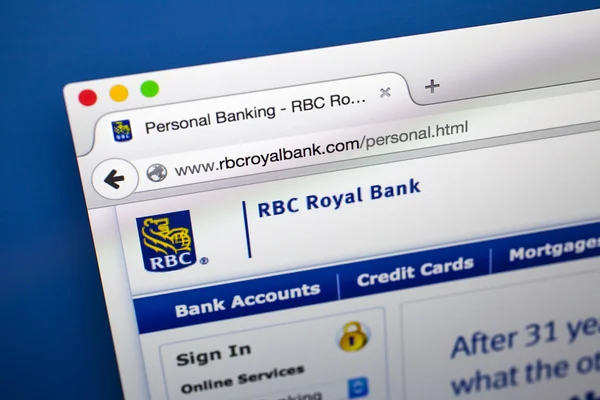 Sitio web del Royal Bank of Canada — Foto de Stock