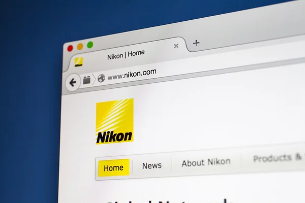 Vista del sitio web oficial de Nikon — Foto de Stock