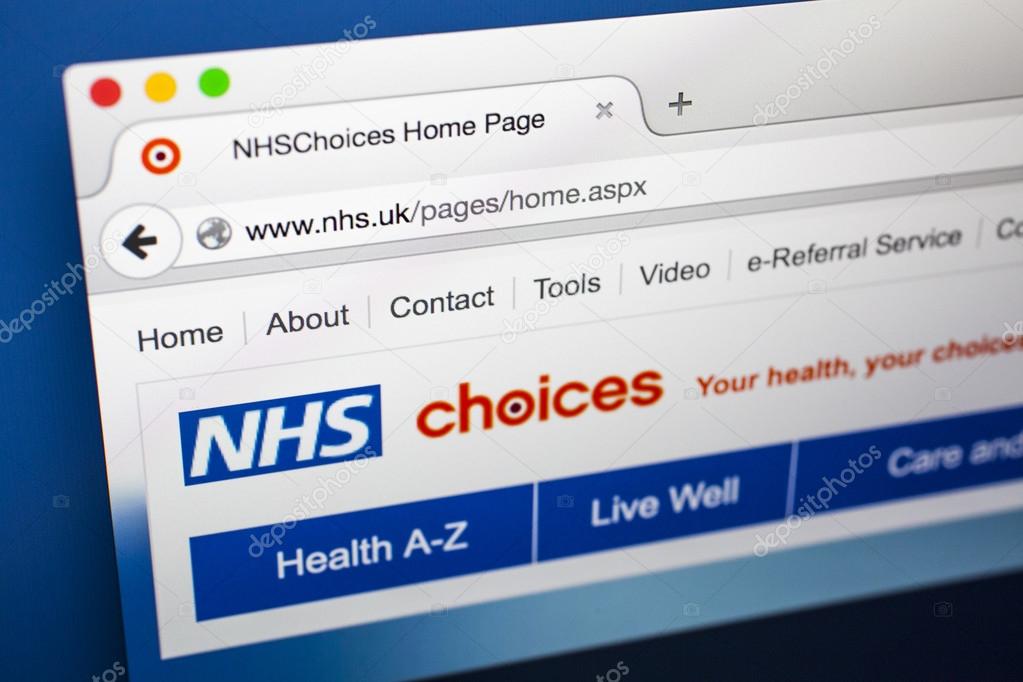LONDON, UK - OCTOBER 21ST 2015: The homepage of the official National Health Service website, on 21st October 2015.