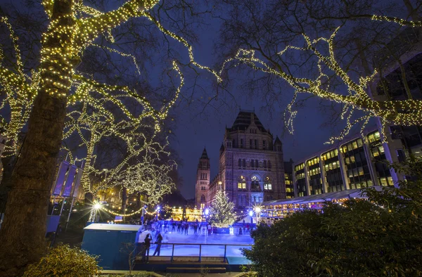 Christmas Ice Rink på Naturhistoriska museet i London — Stockfoto