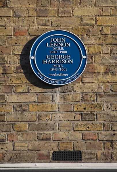 Plaque John Lennon et George Harrison à Londres — Photo