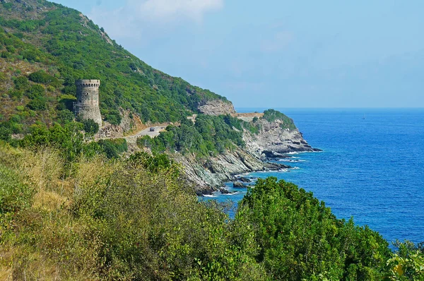 Věž Kostí Silnici D80 Severně Marina Sisco Korsika Francie — Stock fotografie