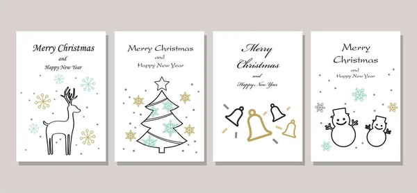Vector Christmas Cards Set Isolated Gray Background — Stock Vector