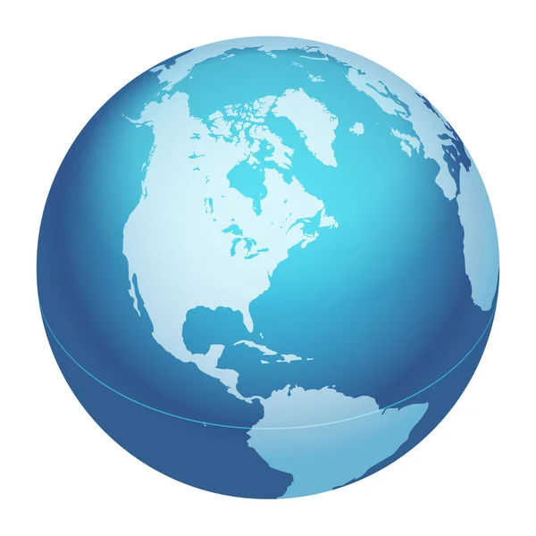 Vektorová Mapa Světa Střední Mapa Severní Ameriky Modrá Planeta Koule — Stockový vektor