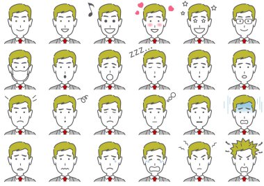 İş kadını Vektör Çeşitli Yüz İfadeleri Beyaz bir arka planda izole edildi. Beyaz bir arkaplanda izole edilmiş Clipart Set 'i kullanmak kolay.