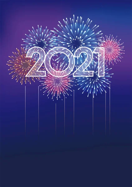 2022 Год Фейерверки Космосом Темном Фоне Векторная Иллюстрация Празднования Нового — стоковый вектор