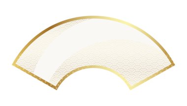 Japon hayran şekilli çerçeve ve Arkaplan Vektör İllüstrasyonu Beyaz bir arkaplanda izole edilmiş vintage desenlerle dekore edildi.