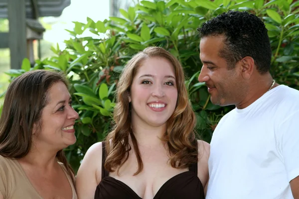 Prom Girl And Loving Parents — Stock Photo, Image